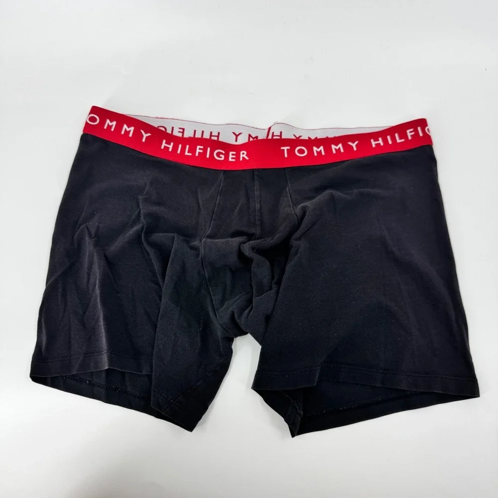 Tommy Hilfiger Mens Boxer Briefs Black‎ Red Logo Waistband Size L